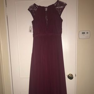 Wine David’s Bridal Bridesmaid Dress